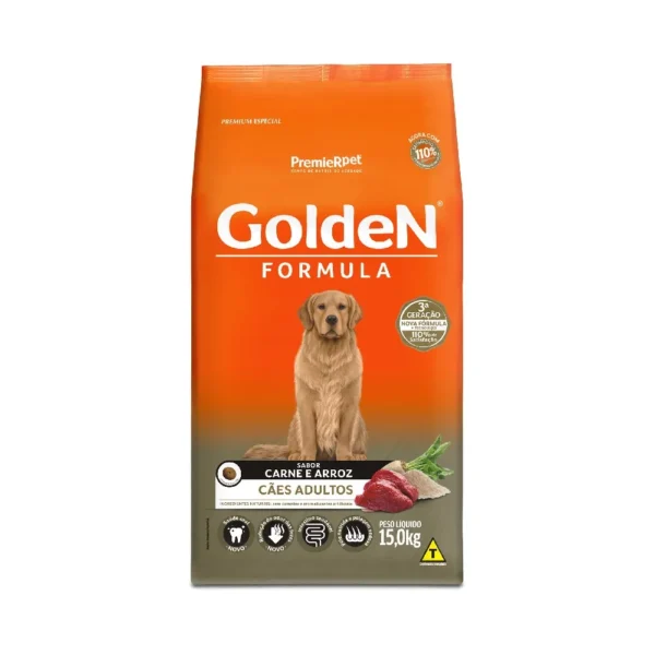 Golden Fórmula Cães Adultos Sabor Carne e Arroz - 15Kg
