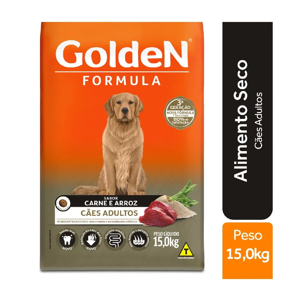 Golden Fórmula Cães Adultos Sabor Carne e Arroz - 15Kg - Imagem 3