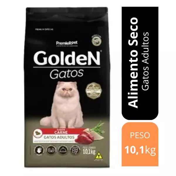 Golden Premium Gatos Adultos Sabor Carne – 10,1Kg