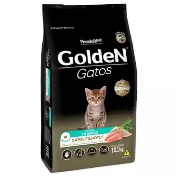 Golden Premium Gatos Filhotes Sabor Frango - 10,1Kg - Imagem 3
