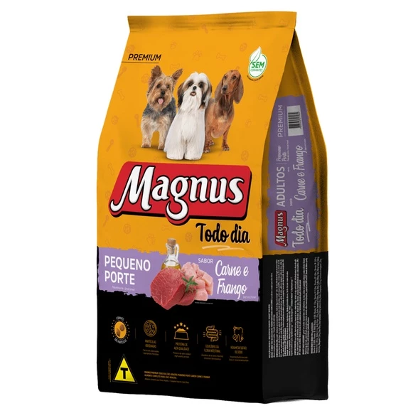 Magnus Premium Todo Dia Cães Adultos Pequeno Porte Sabor Carne e Frango - 20Kg - Imagem 3