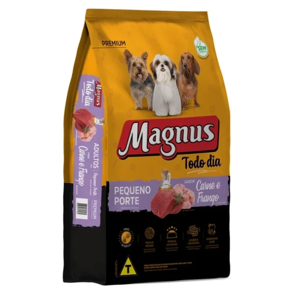 Magnus Premium Todo Dia Cães Adultos Pequeno Porte Sabor Carne e Frango - 20Kg - Imagem 2