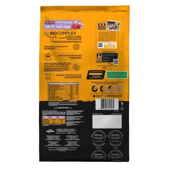 Magnus Premium Todo Dia Cães Adultos Pequeno Porte Sabor Carne e Frango - 20Kg - Imagem 4